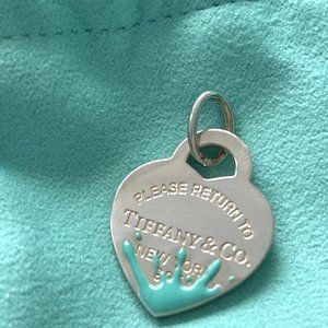 Tiffany & Co. Sterling Silver Blue Splash "Please Return To" Charm